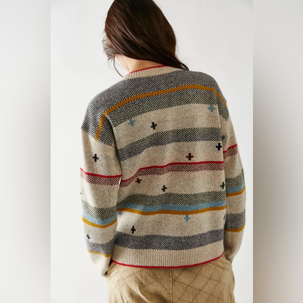 Pendleton Bridger Stripes Lambswool Crewneck Pullover Colorful Knit Sweater sz L - Picture 7 of 13